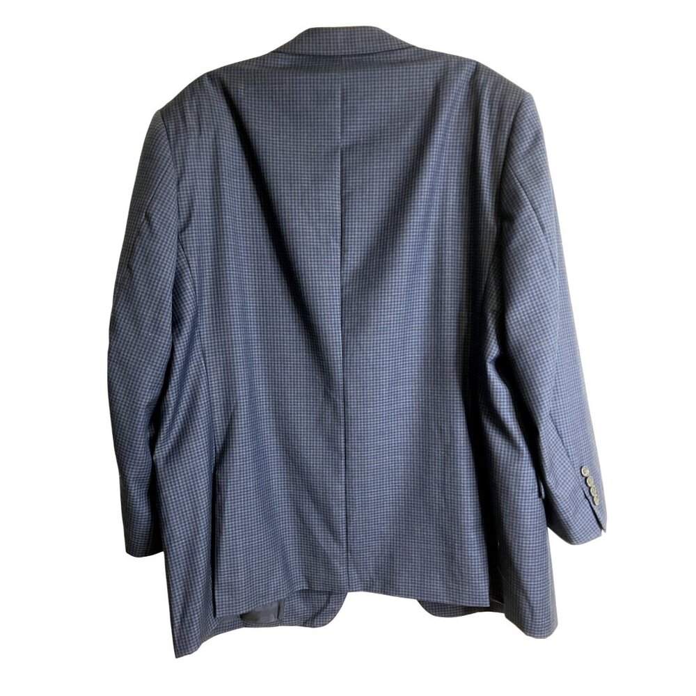 Pronto Uomo Platinum Executive Fit Blazer Navy Checkered Jacket Wool Blend 46R - Picture 4 of 7